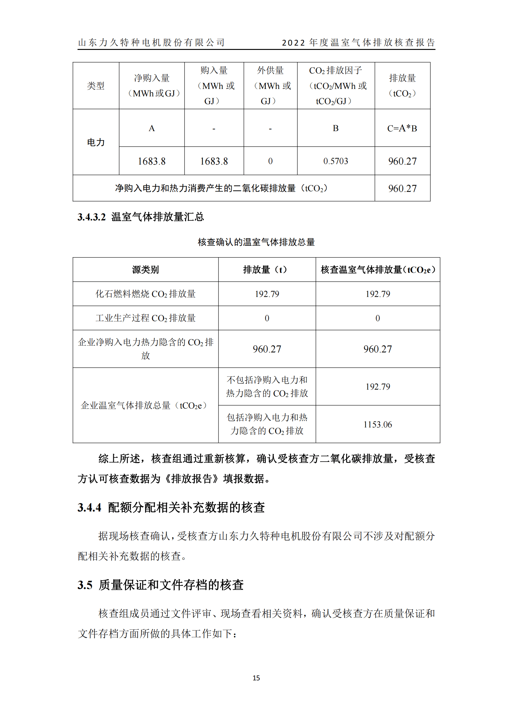 力久電機(jī)溫室氣體排放核查報(bào)告